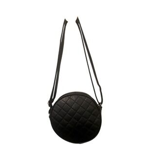 Unbranded‎ Women Small Black Quilted Adjustable Crossbody Circle Canteen Purse
